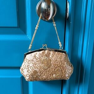 LaRegale Beaded Evening Bag Metallic Gold